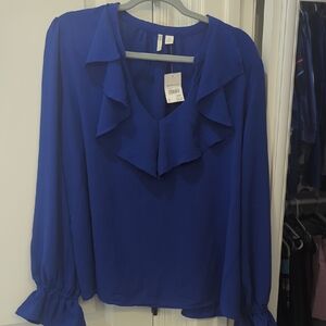 Cato Royal Blue Ruffled Blouse XL. New With tags